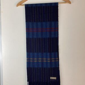 Christopher Hayes Blue Geometric Wool Scarf 56" Long X 11" Wide